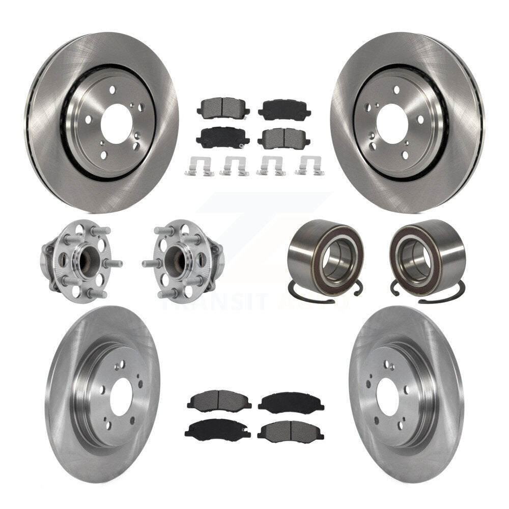 Kit de rotors et plaquettes de frein avec roulement de moyeu avant et arrière (10 pièces) pour Honda Odysse 2018 – 2023