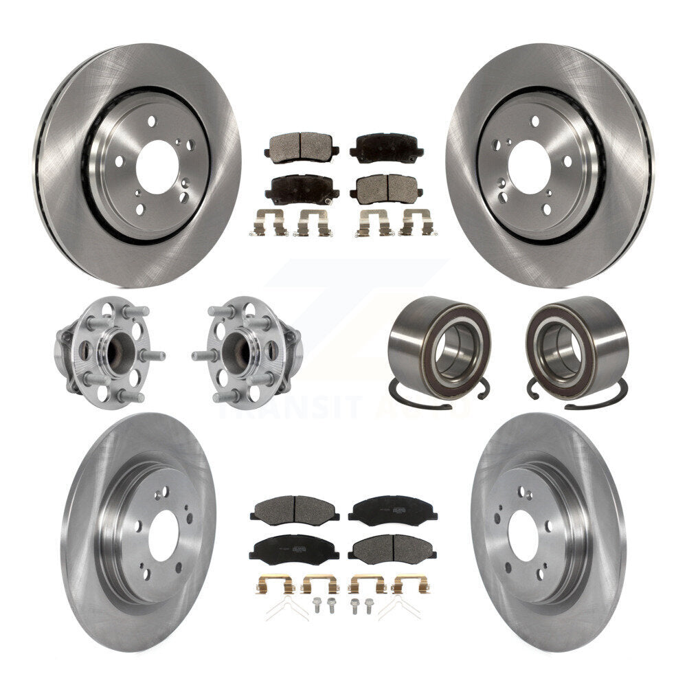 Kit de rotors et plaquettes de frein avec roulement de moyeu avant et arrière (10 pièces) pour Honda Odysse 2018 – 2023
