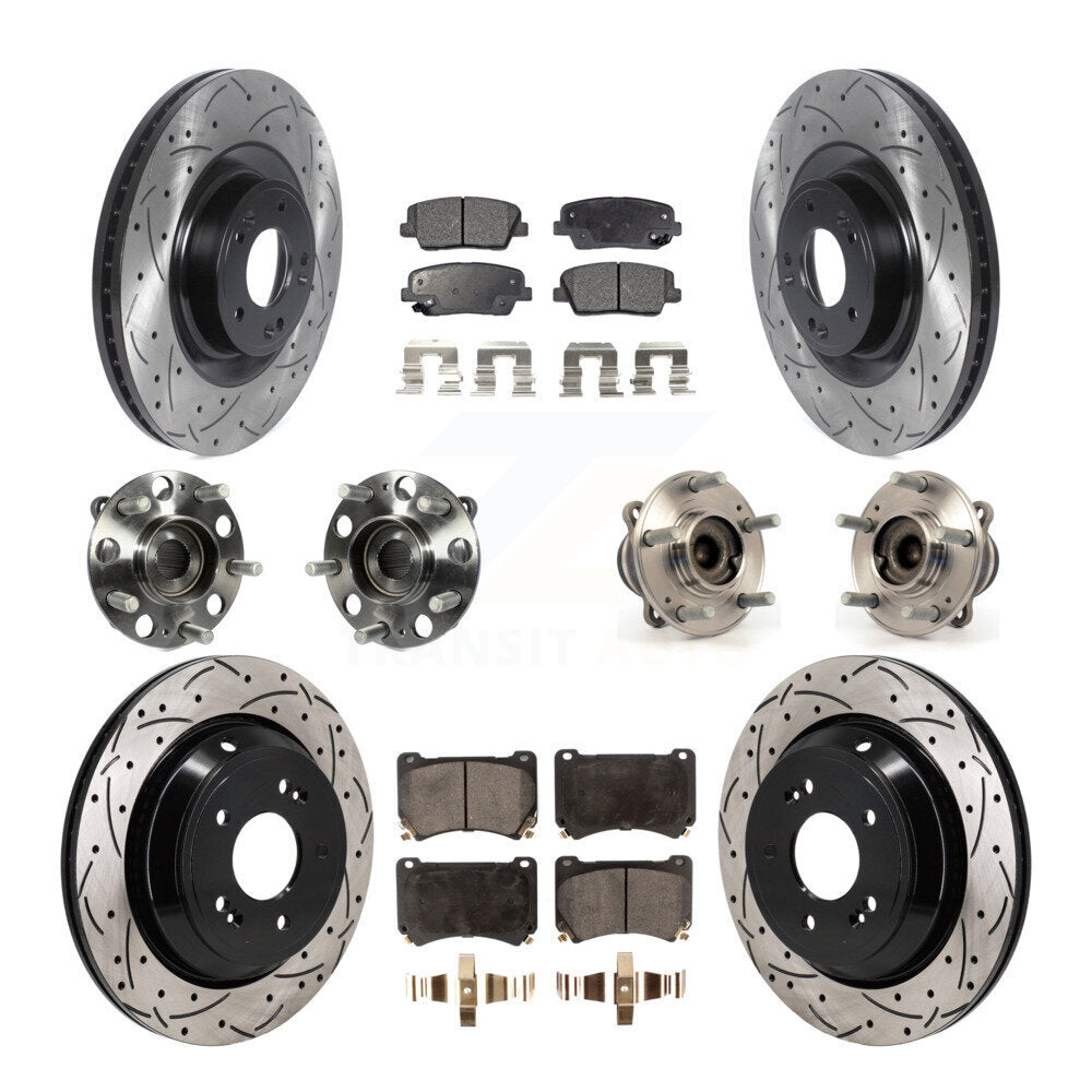 Kit de plaquettes de rotor de frein enduites de roulement de moyeu avant et arrière (10 pièces) pour Hyundai Equu 2011