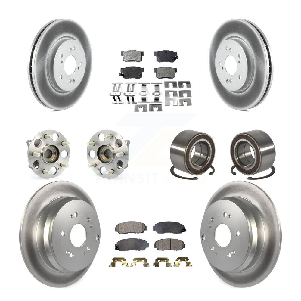 Kit de rotors et plaquettes de frein à disque revêtus de roulement de moyeu avant et arrière (10 pièces) pour Acura RD