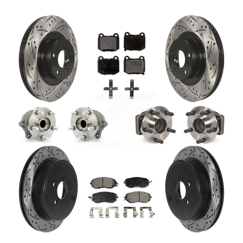 Kit de rotor et de plaquettes de frein à disque revêtus de roulement de moyeu avant et arrière (10 pièces) pour Subaru BR