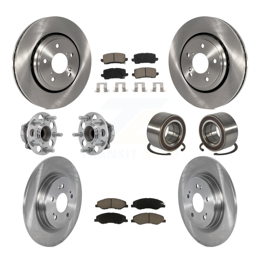 Kit de rotors et plaquettes de frein avec roulement de moyeu avant et arrière (10 pièces) pour Honda Odysse 2018 – 2023