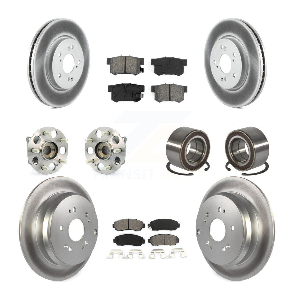 Kit de rotors et plaquettes de frein à disque revêtus de roulement de moyeu avant et arrière (10 pièces) pour Acura RD