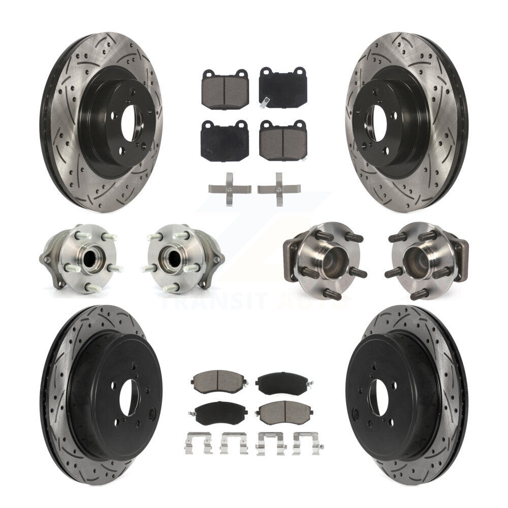 Kit de rotor et de plaquettes de frein à disque revêtus de roulement de moyeu avant et arrière (10 pièces) pour Subaru BR