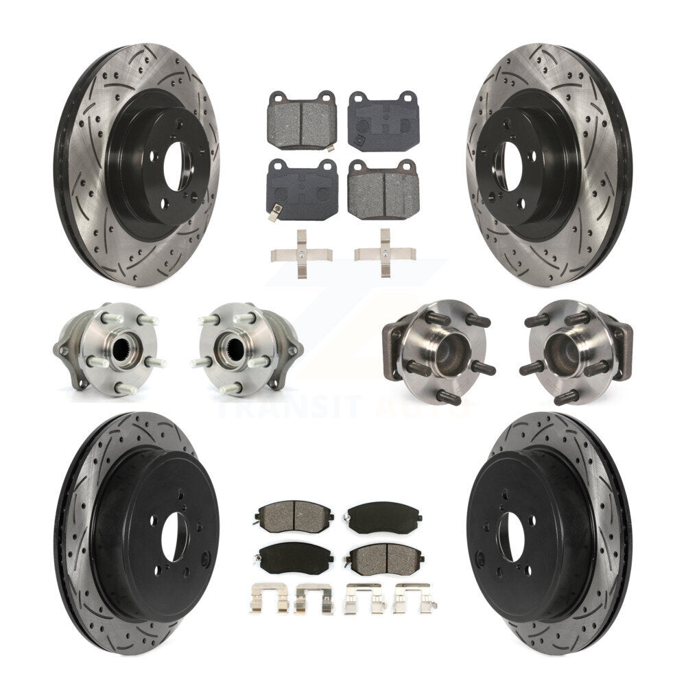 Kit de rotor et de plaquettes de frein à disque revêtus de roulement de moyeu avant et arrière (10 pièces) pour Subaru BR