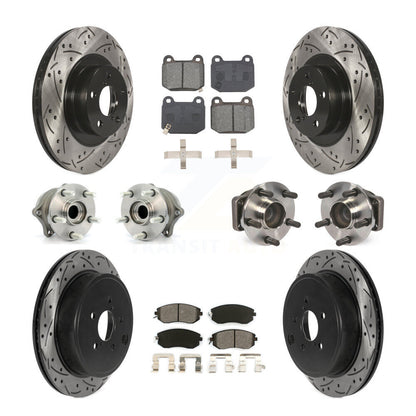 Kit de rotor et de plaquettes de frein à disque revêtus de roulement de moyeu avant et arrière (10 pièces) pour Subaru BR