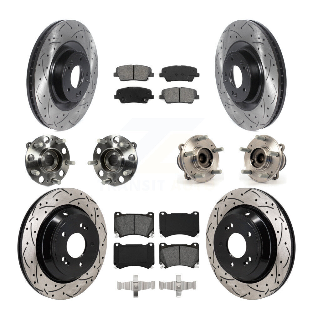 Kit de plaquettes de rotor de frein enduites de roulement de moyeu avant et arrière (10 pièces) pour Hyundai Equu 2011