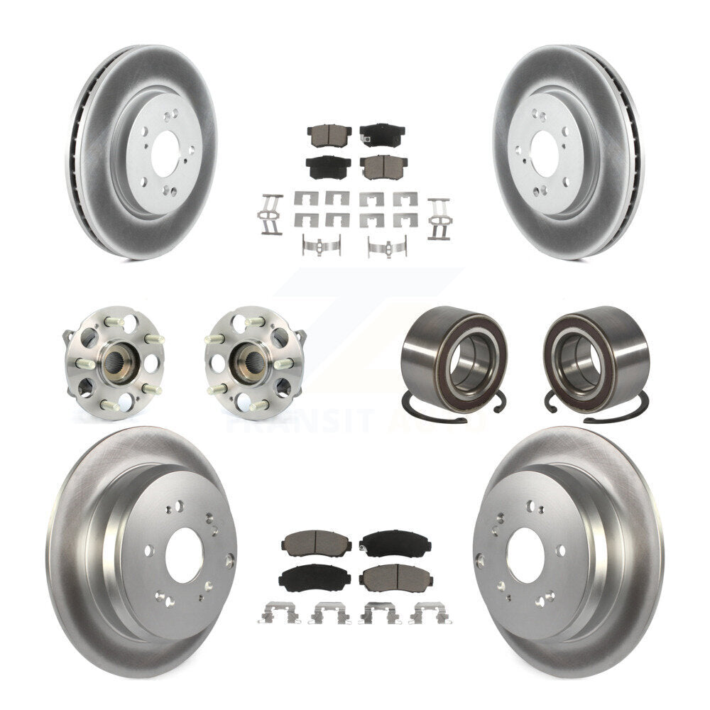 Kit de rotors et plaquettes de frein à disque revêtus de roulement de moyeu avant et arrière (10 pièces) pour Acura RD
