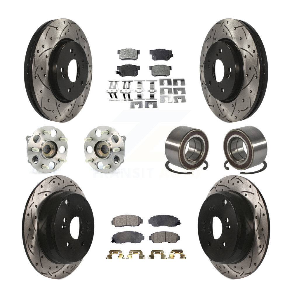 Kit de rotors et plaquettes de frein à disque revêtus de roulement de moyeu avant et arrière (10 pièces) pour Acura RD