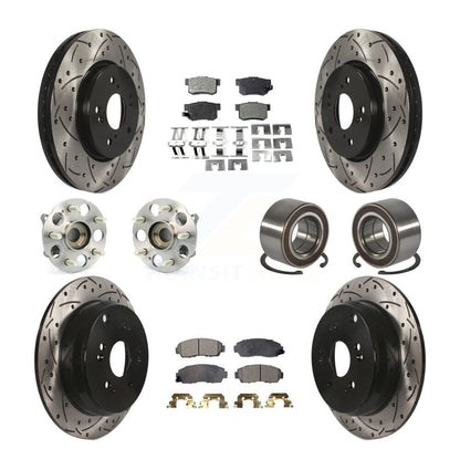 Kit de rotors et plaquettes de frein à disque revêtus de roulement de moyeu avant et arrière (10 pièces) pour Acura RD