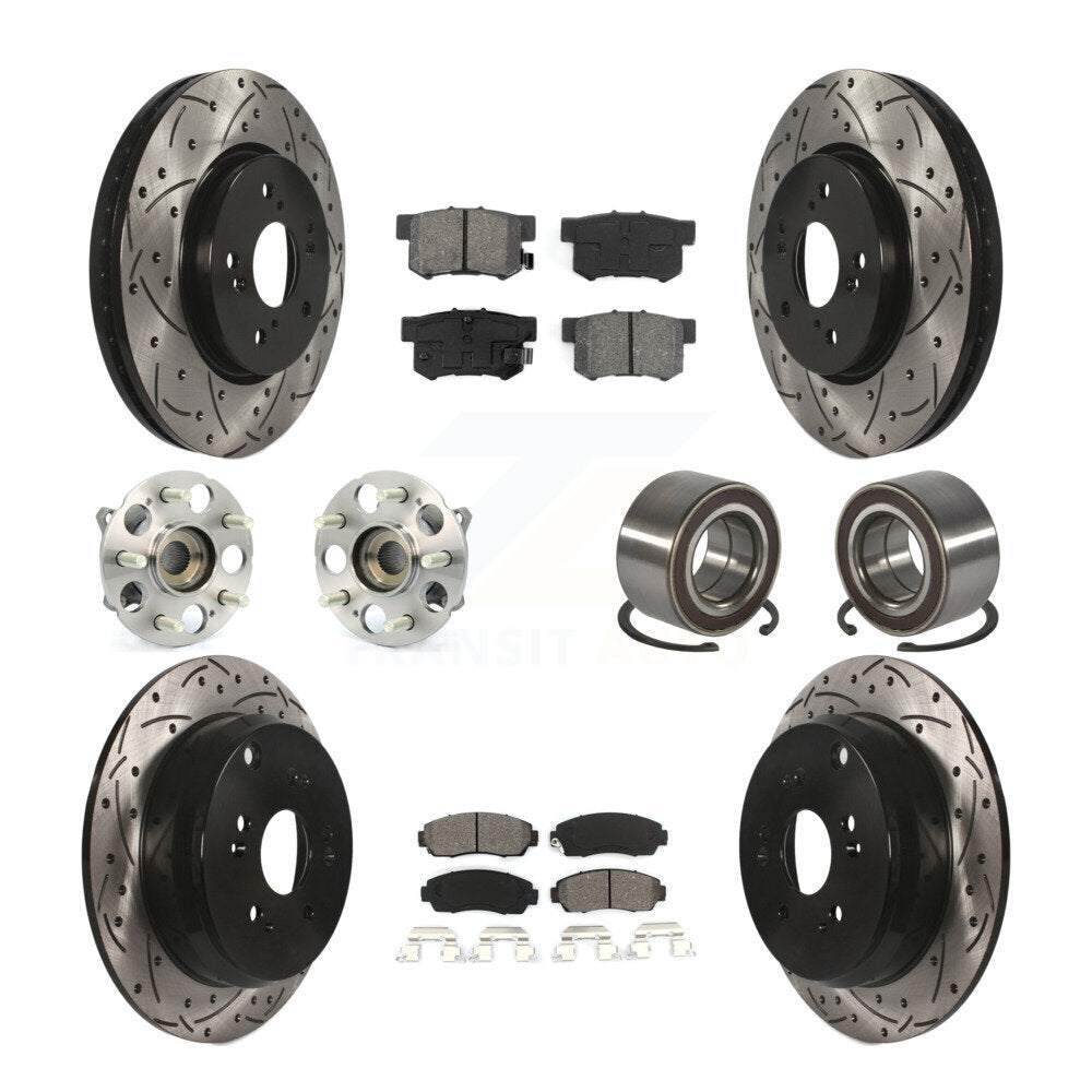 Kit de rotors et plaquettes de frein à disque revêtus de roulement de moyeu avant et arrière (10 pièces) pour Acura RD