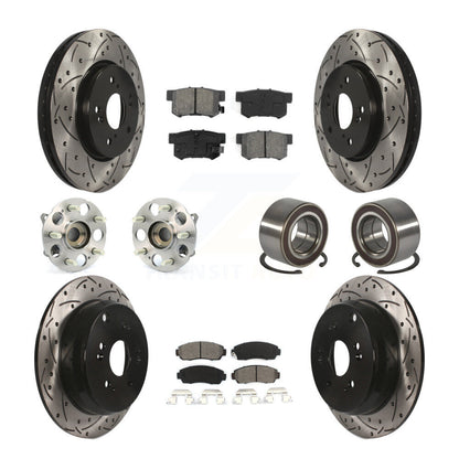 Kit de rotors et plaquettes de frein à disque revêtus de roulement de moyeu avant et arrière (10 pièces) pour Acura RD