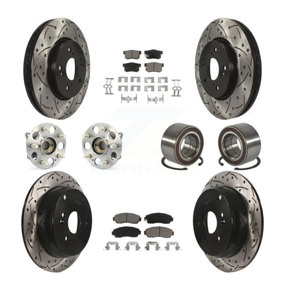 Kit de rotors et plaquettes de frein à disque revêtus de roulement de moyeu avant et arrière (10 pièces) pour Acura RD
