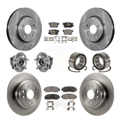 Kit de plaquettes de Rotor de frein, roulement de moyeu avant et arrière (10 pièces) pour Honda Crosstour Accord AW