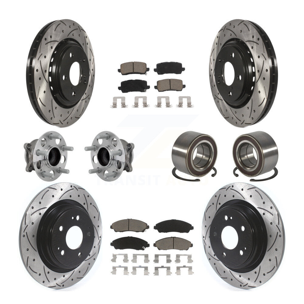 Kit de rotors et plaquettes de frein à disque revêtus de roulement de moyeu avant et arrière (10 pièces) pour Acura MD