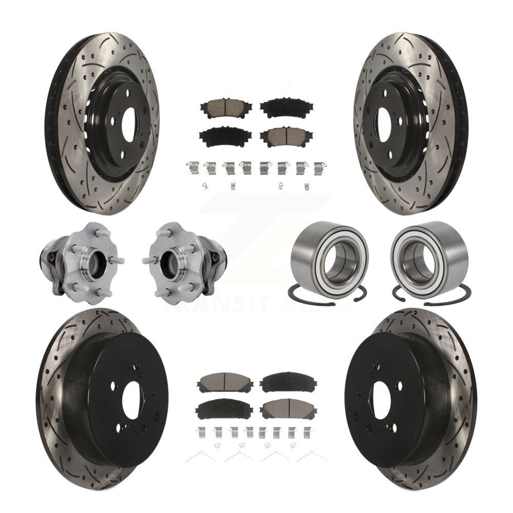 Kit de rotor et de plaquettes de frein revêtus de roulement de moyeu avant et arrière (10 pièces) pour Toyota Highlande