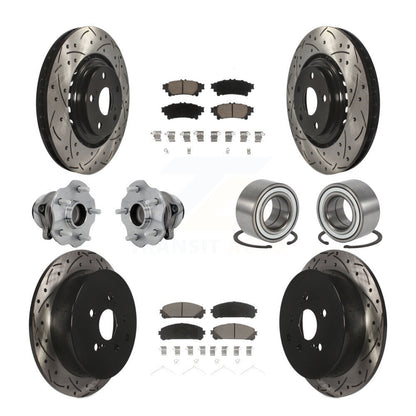 Kit de rotor et de plaquettes de frein revêtus de roulement de moyeu avant et arrière (10 pièces) pour Toyota Highlande