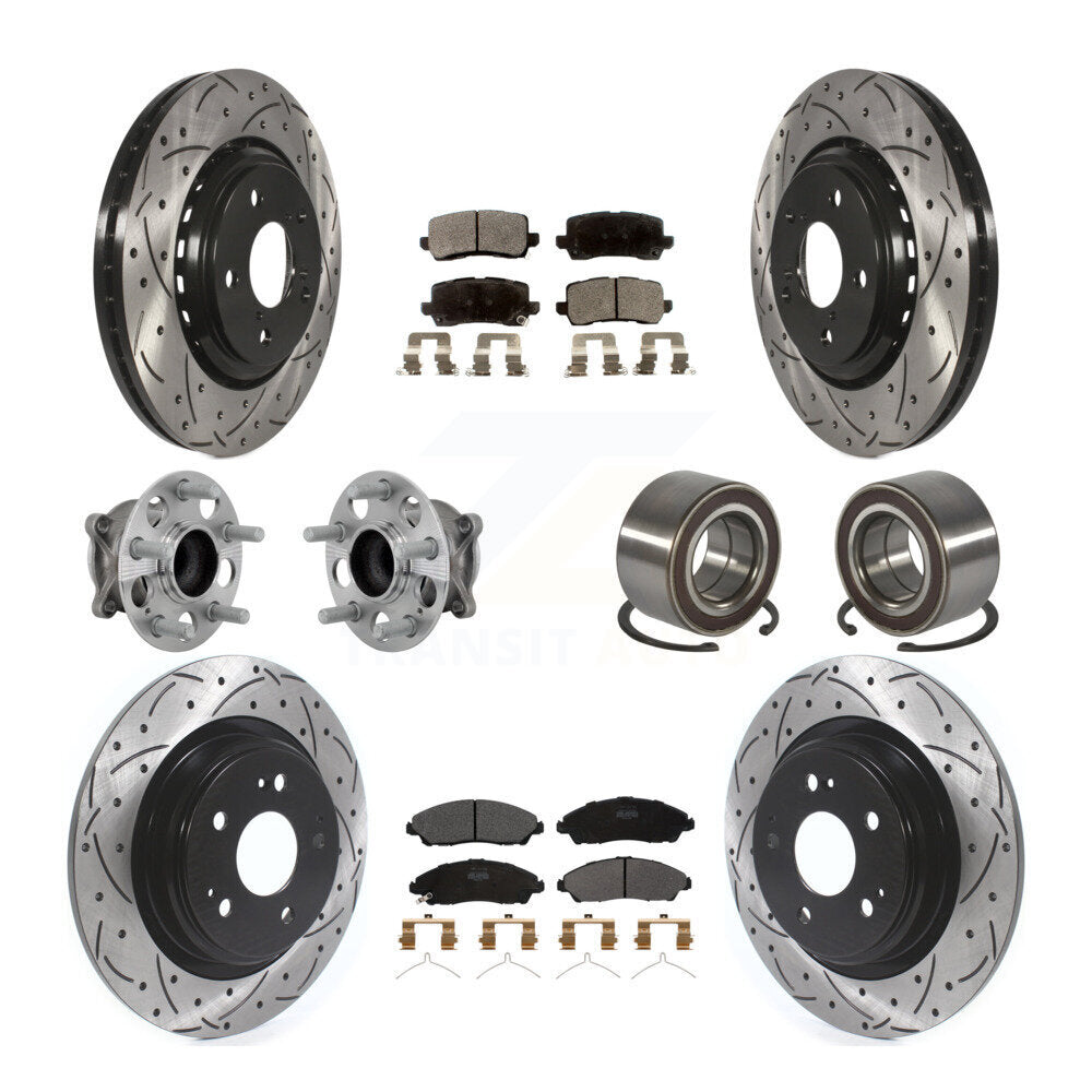 Kit de rotors et plaquettes de frein à disque revêtus de roulement de moyeu avant et arrière (10 pièces) pour Acura MD