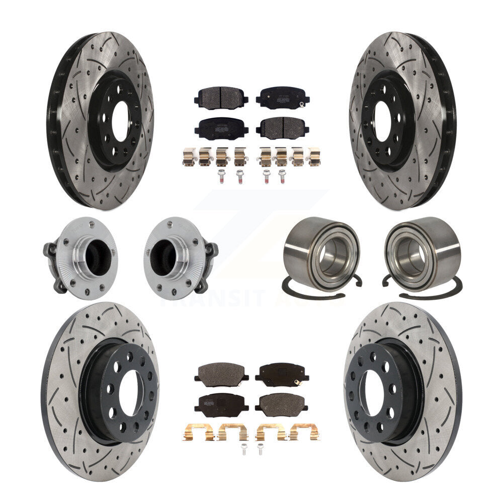 Kit de plaquettes de rotor de frein revêtues de roulement de moyeu avant et arrière (10 pièces) pour Fiat 500X FW 16-18