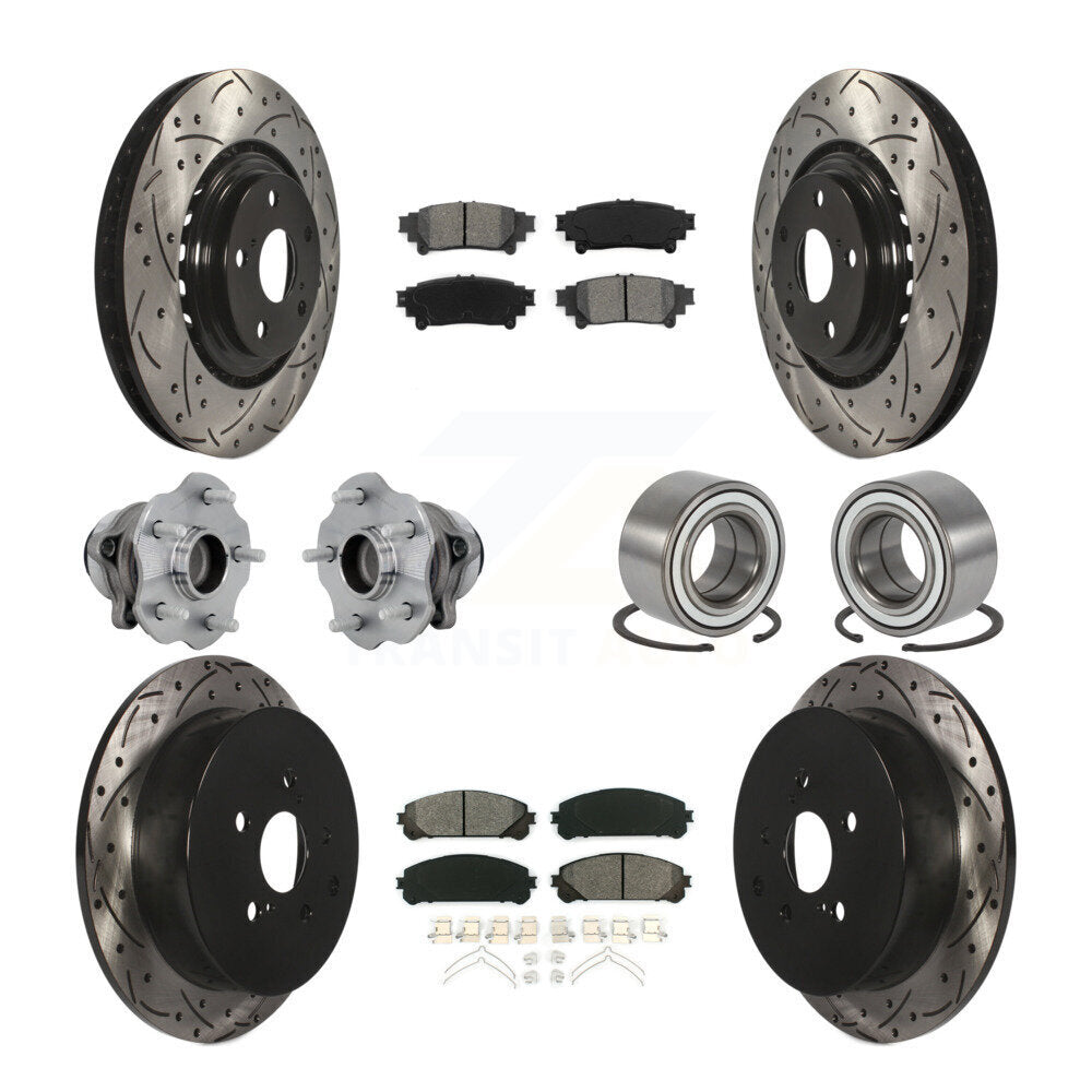 Kit de rotor et de plaquettes de frein revêtus de roulement de moyeu avant et arrière (10 pièces) pour Toyota Highlande