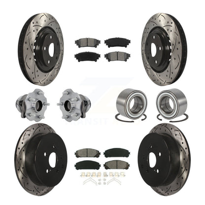 Kit de rotor et de plaquettes de frein revêtus de roulement de moyeu avant et arrière (10 pièces) pour Toyota Highlande