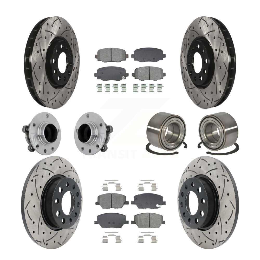 Kit de plaquettes de rotor de frein revêtues de roulement de moyeu avant et arrière (10 pièces) pour Fiat 500X FW 16-18