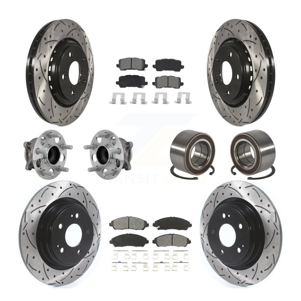 Kit de rotors et plaquettes de frein à disque revêtus de roulement de moyeu avant et arrière (10 pièces) pour Acura MD