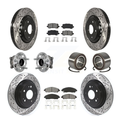 Kit de rotors et plaquettes de frein à disque revêtus de roulement de moyeu avant et arrière (10 pièces) pour Acura MD