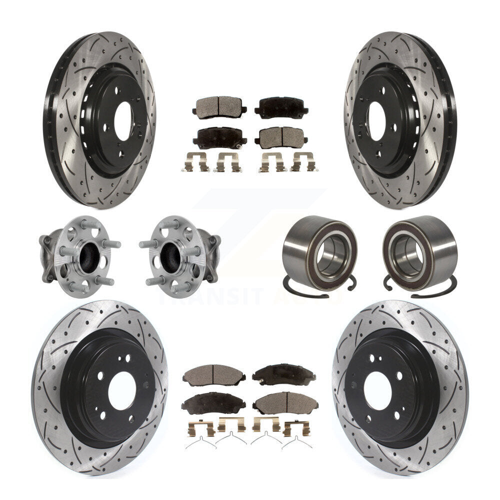 Kit de rotors et plaquettes de frein à disque revêtus de roulement de moyeu avant et arrière (10 pièces) pour Acura MD