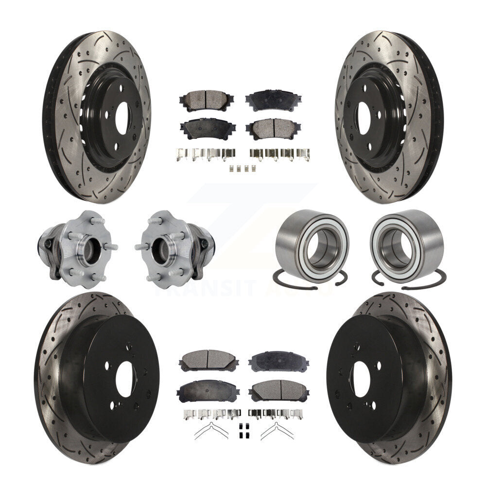 Kit de rotor et de plaquettes de frein revêtus de roulement de moyeu avant et arrière (10 pièces) pour Toyota Highlande