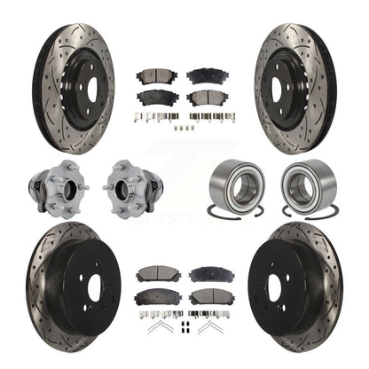 Kit de rotor et de plaquettes de frein revêtus de roulement de moyeu avant et arrière (10 pièces) pour Toyota Highlande