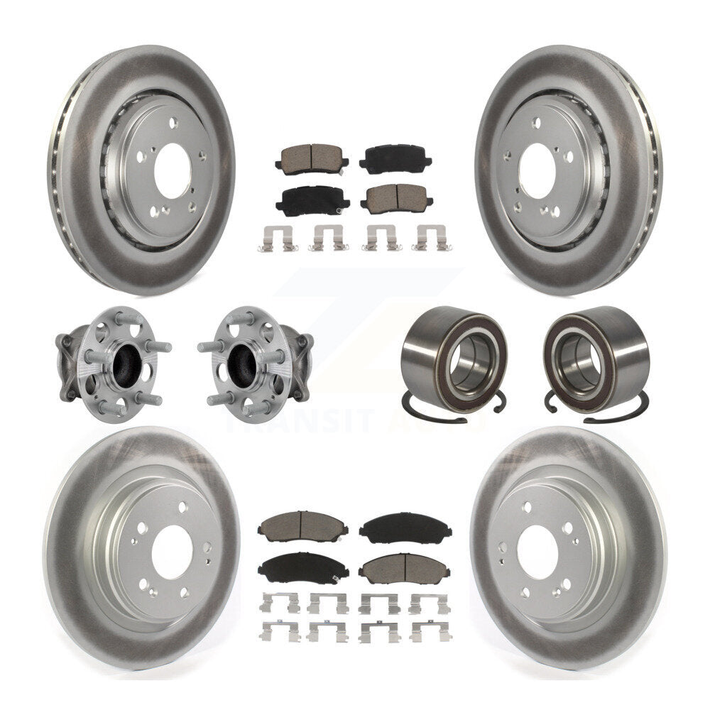 Kit de rotors et plaquettes de frein à disque revêtus de roulement de moyeu avant et arrière (10 pièces) pour Acura MD