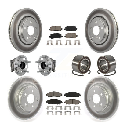 Kit de rotors et plaquettes de frein à disque revêtus de roulement de moyeu avant et arrière (10 pièces) pour Acura MD