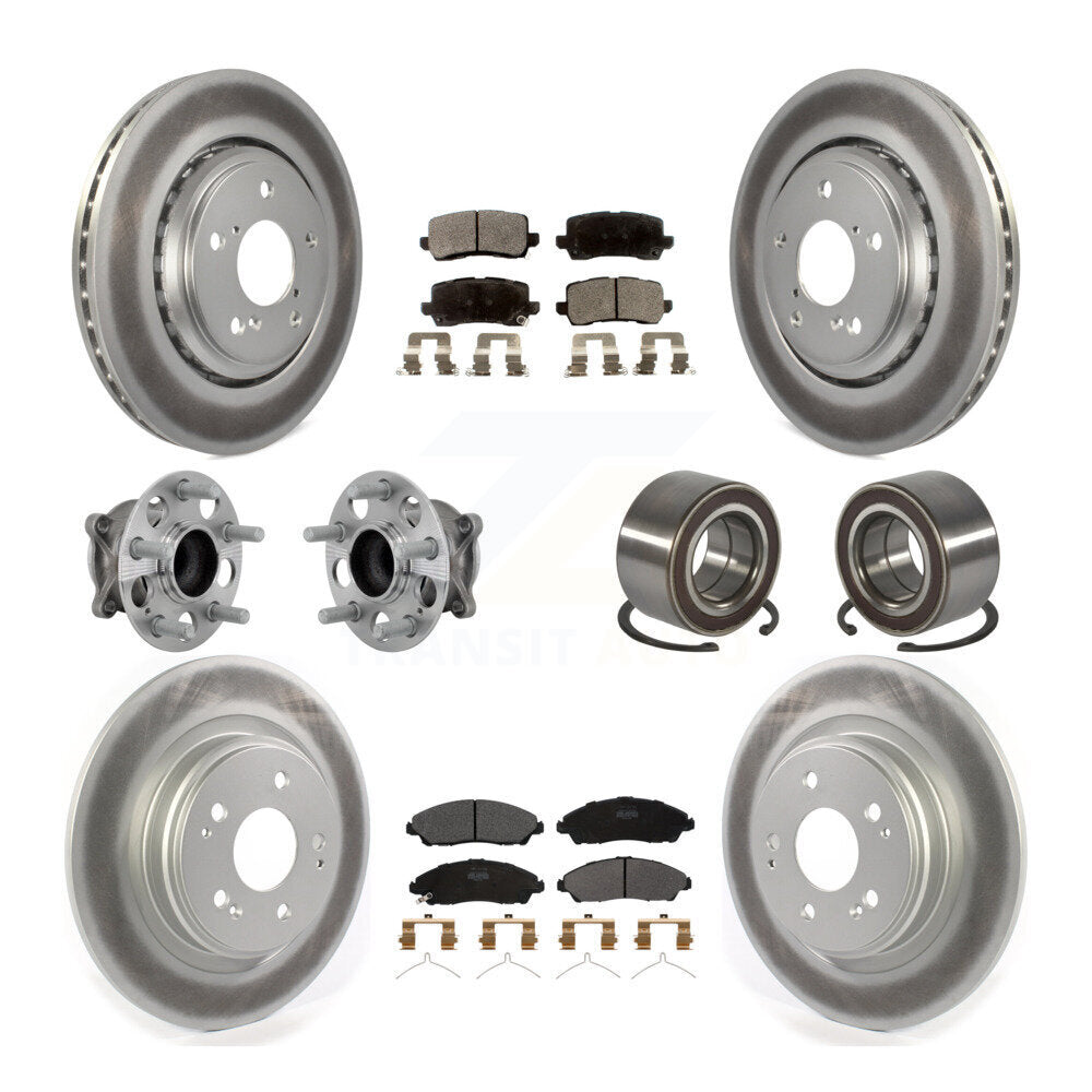 Kit de rotors et plaquettes de frein à disque revêtus de roulement de moyeu avant et arrière (10 pièces) pour Acura MD
