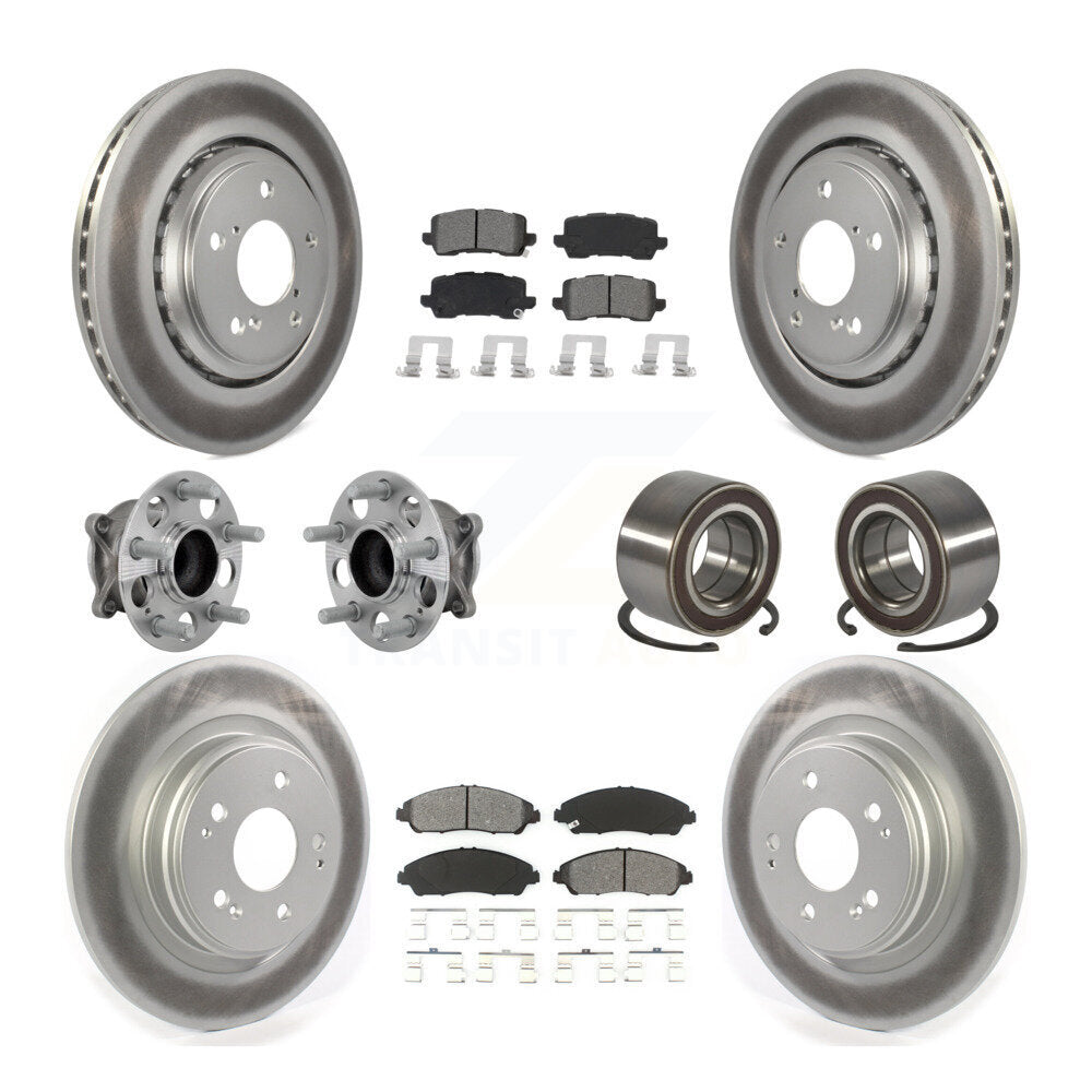 Kit de rotors et plaquettes de frein à disque revêtus de roulement de moyeu avant et arrière (10 pièces) pour Acura MD