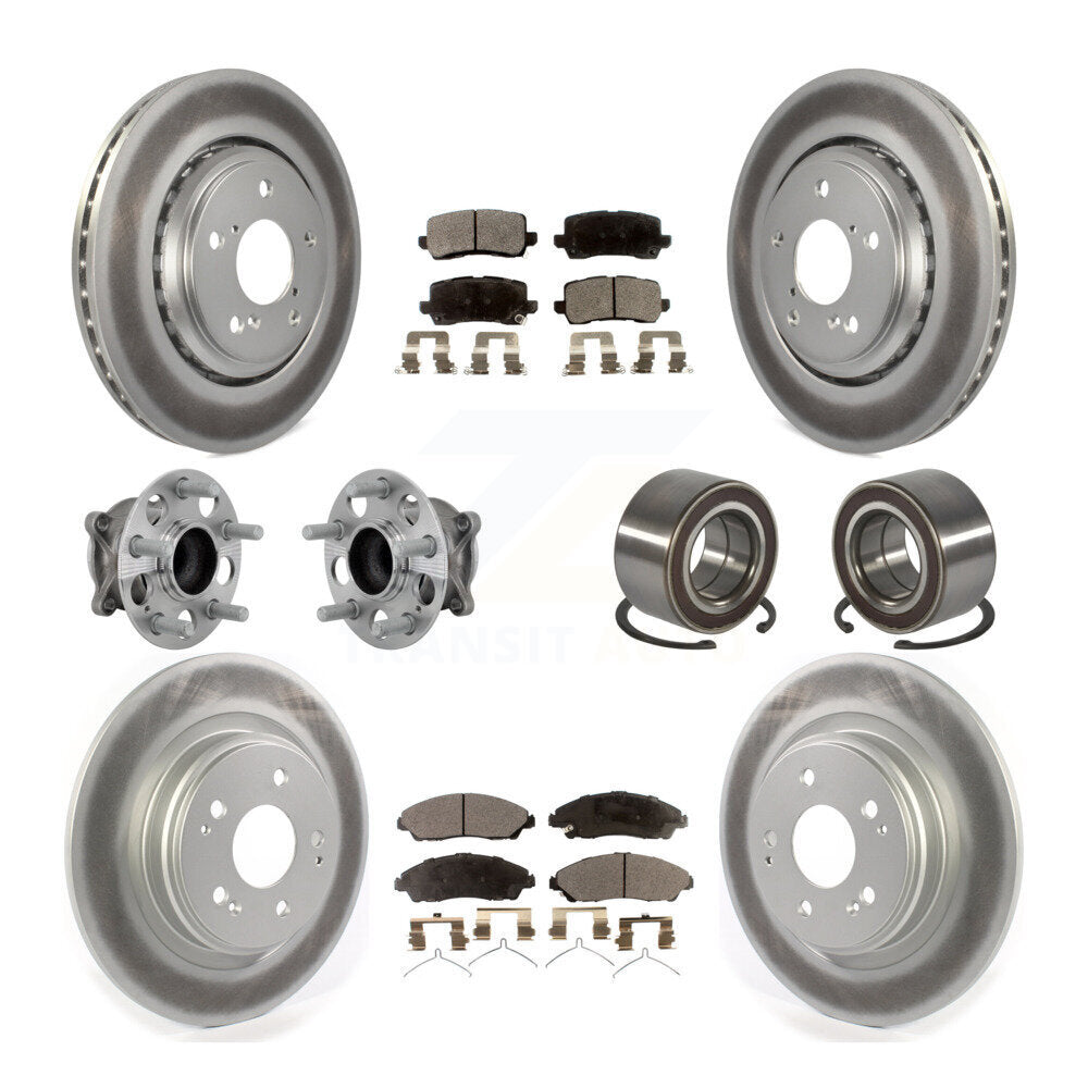Kit de rotors et plaquettes de frein à disque revêtus de roulement de moyeu avant et arrière (10 pièces) pour Acura MD