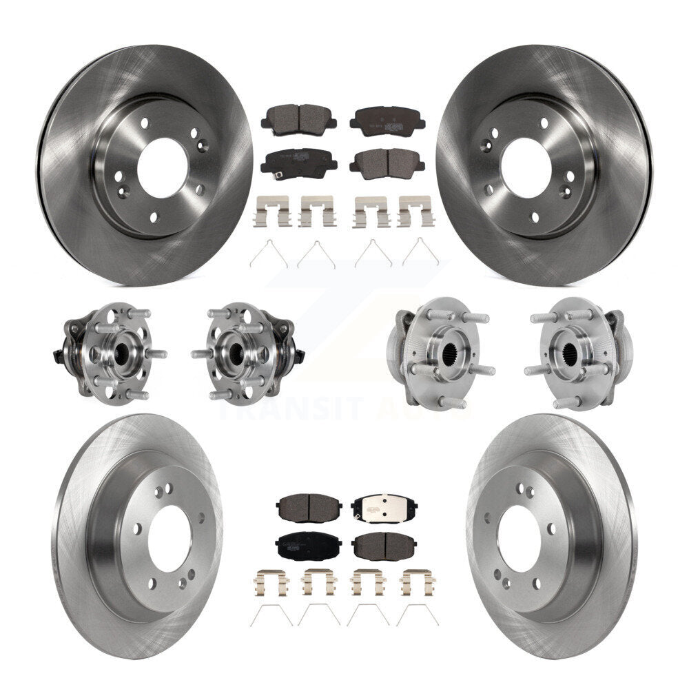 Front Rear Hub Bearing Brake Rotor Pad Kit (10Pc) For Hyundai Kona FWD with 1.6