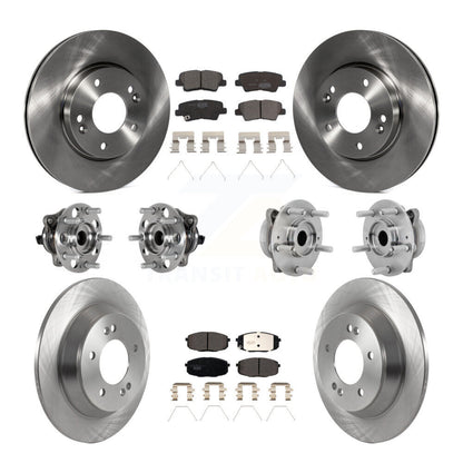 Front Rear Hub Bearing Brake Rotor Pad Kit (10Pc) For Hyundai Kona FWD with 1.6