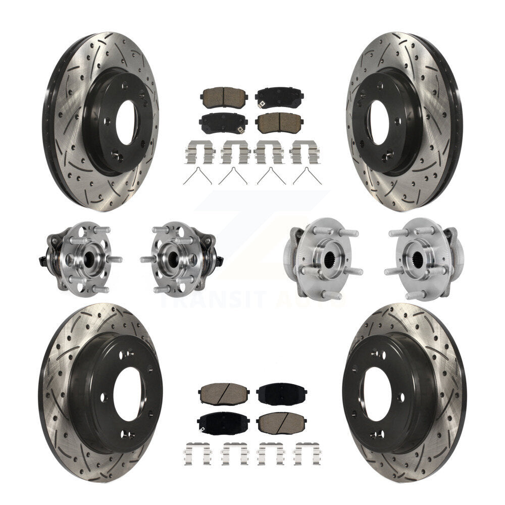 Kit de rotor et de plaquettes de frein à disque revêtus de roulement de moyeu avant et arrière (10 pièces) pour Hyundai Kon