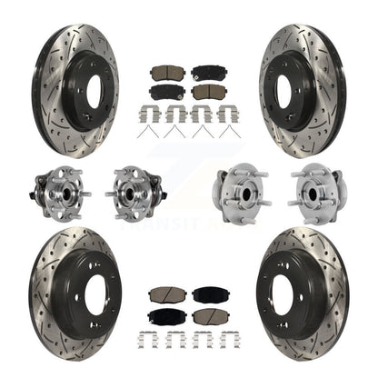 Kit de rotor et de plaquettes de frein à disque revêtus de roulement de moyeu avant et arrière (10 pièces) pour Hyundai Kon