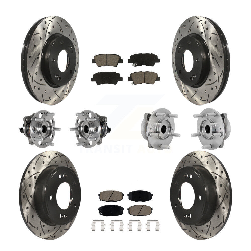 Kit de rotor et de plaquettes de frein à disque revêtus de roulement de moyeu avant et arrière (10 pièces) pour Hyundai Kon
