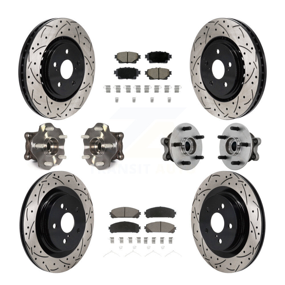 Kit de rotor et de plaquettes de frein revêtus de roulement de moyeu avant et arrière (10 pièces) pour Toyota Sienna AW