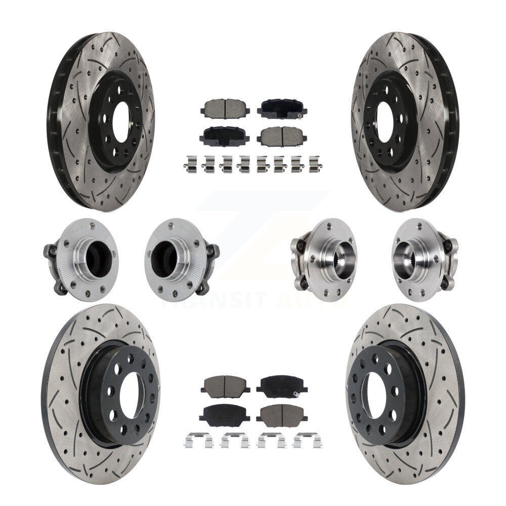 Kit de rotors et plaquettes de frein revêtus de roulement de moyeu avant et arrière (10 pièces) pour Jeep Compass FW
