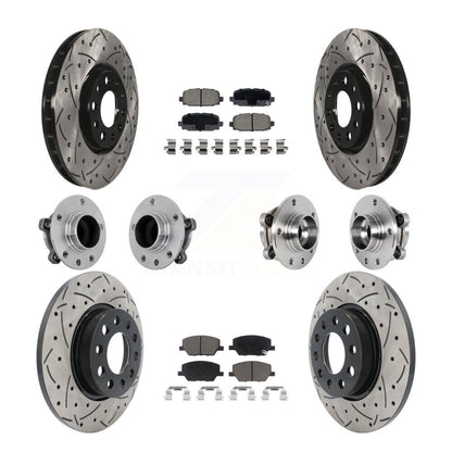 Kit de rotors et plaquettes de frein revêtus de roulement de moyeu avant et arrière (10 pièces) pour Jeep Compass FW