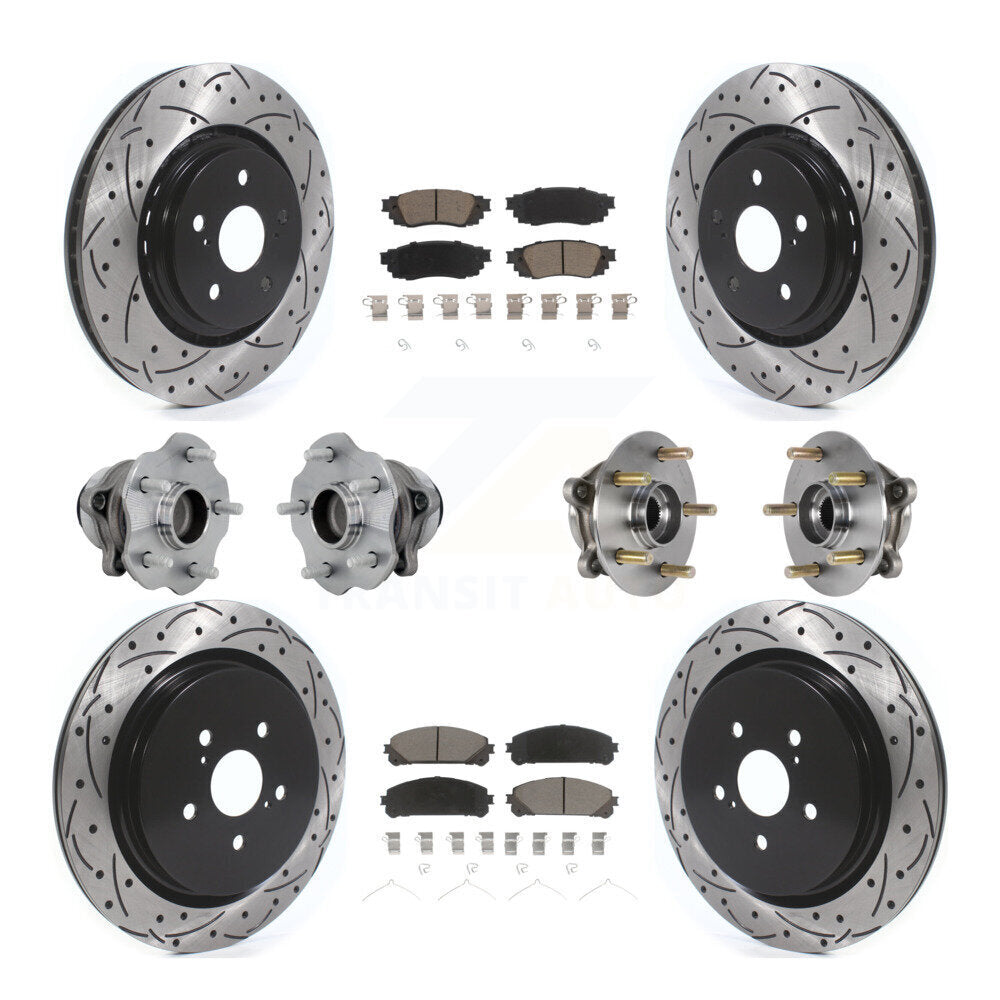 Kit de plaquettes de rotor de frein enduites de roulement de moyeu avant et arrière (10 pièces) pour Lexus RX350 RX350