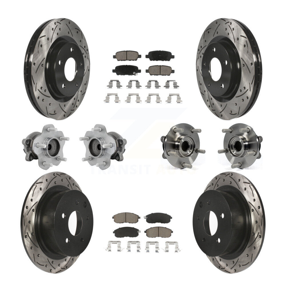 Kit de rotors et plaquettes de frein à disque revêtus de roulement de moyeu avant et arrière (10 pièces) pour Nissan Juk
