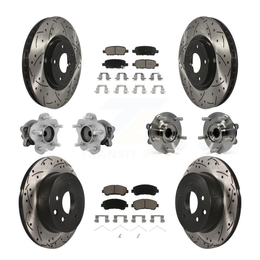 Kit de rotors et plaquettes de frein à disque revêtus de roulement de moyeu avant et arrière (10 pièces) pour Nissan Juk