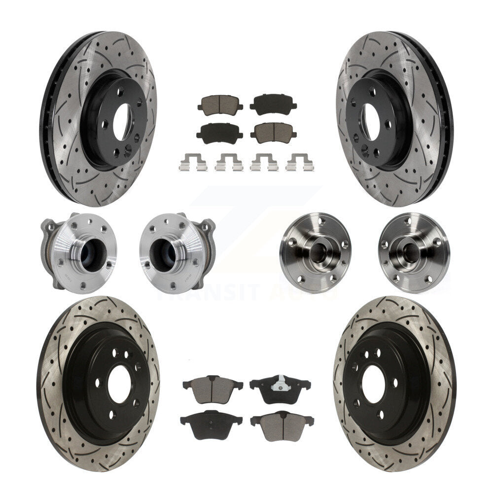 Kit de rotors et plaquettes de frein à disque revêtus de roulement de moyeu avant et arrière (10 pièces) pour Volvo V7