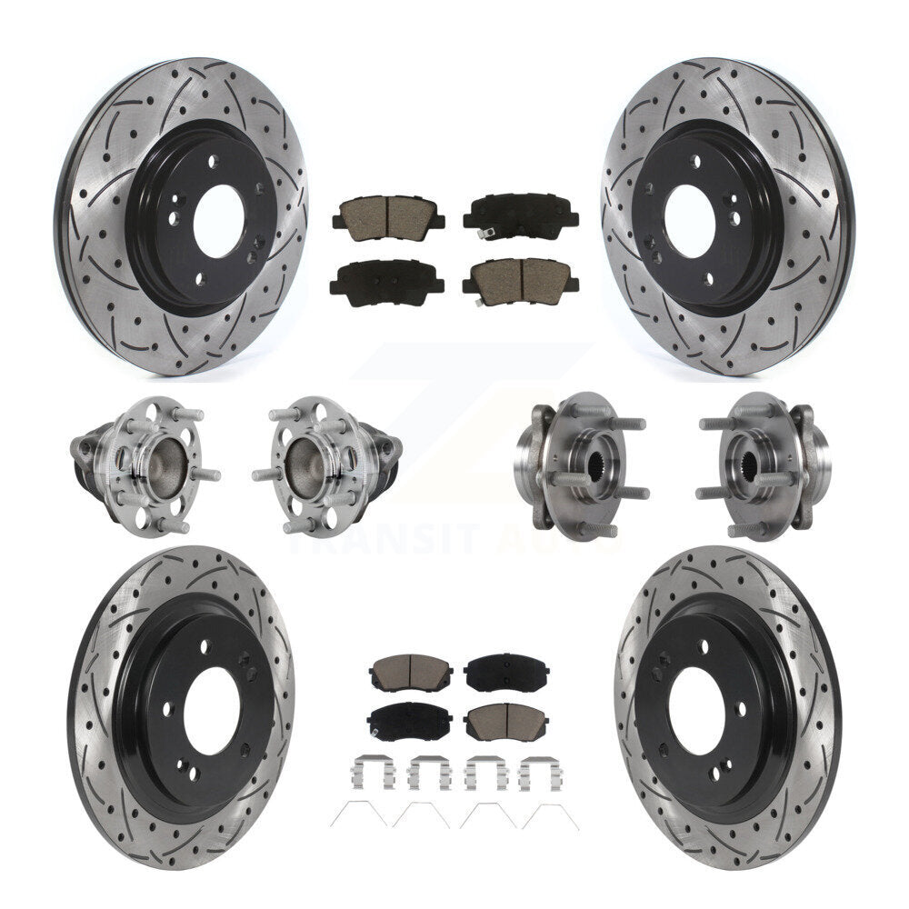 Kit de plaquettes de rotor de frein enduites de roulement de moyeu avant et arrière (10 pièces) pour Hyundai Elantra G