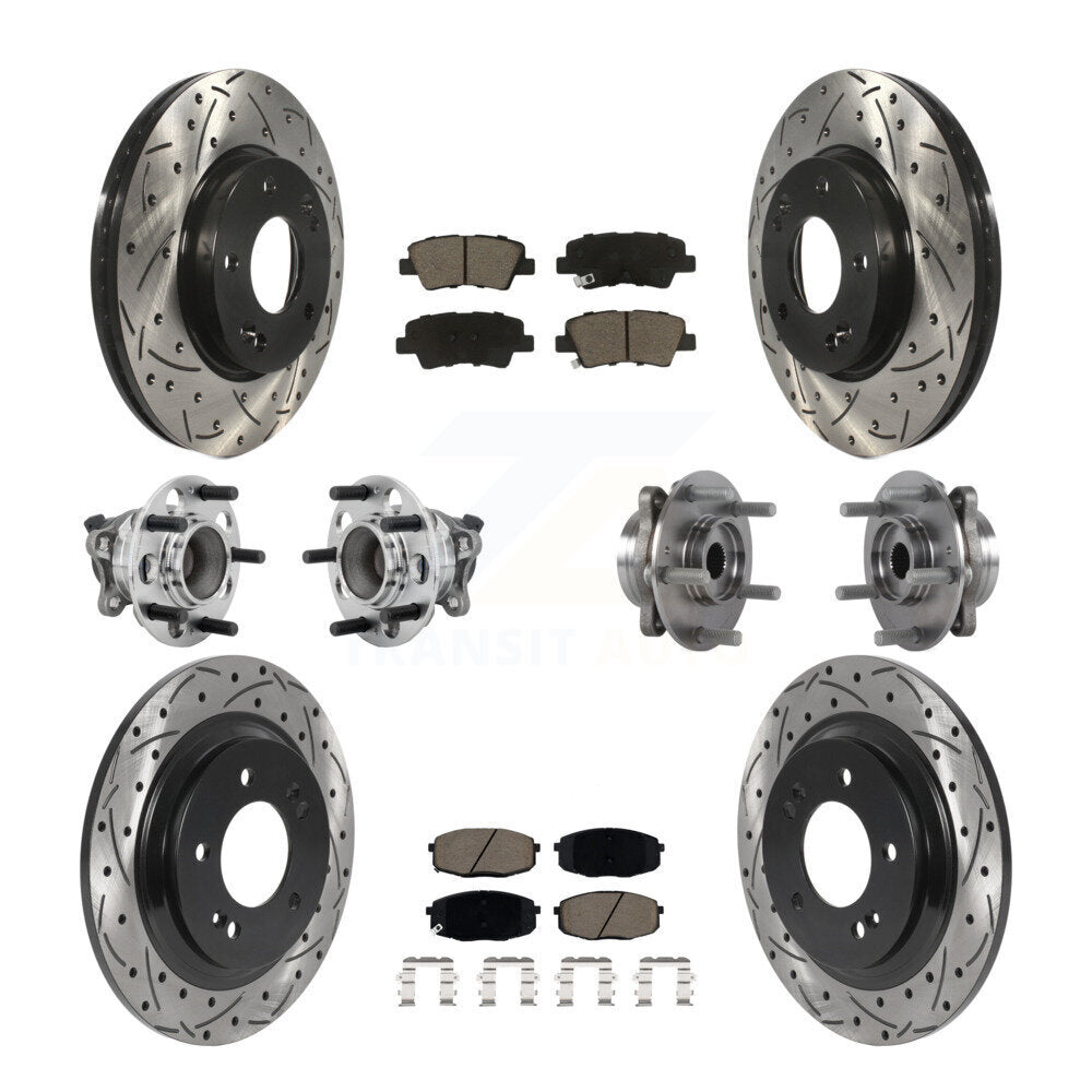 Kit de plaquettes de rotor de frein enduites de roulement de moyeu avant et arrière (10 pièces) pour Hyundai Elantra G